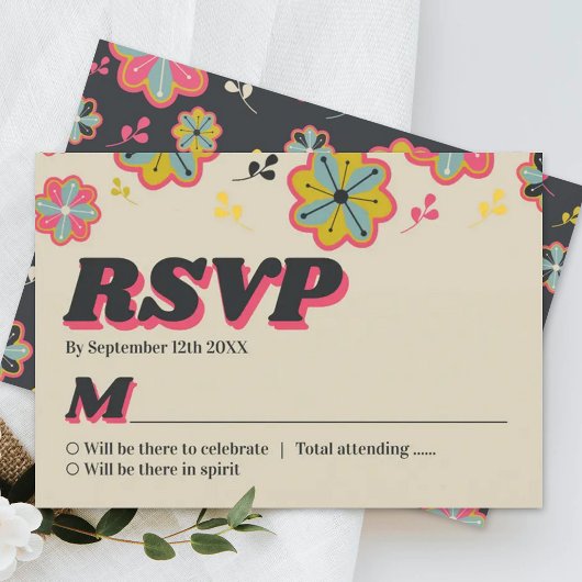 Bloedstroom 70's Retro Groovy Wedding RSVP Kaartje