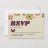 Bloedstroom 70's Retro Groovy Wedding RSVP Kaartje (Voorkant)