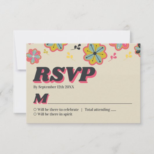Bloedstroom 70's Retro Groovy Wedding RSVP Kaartje (Voorkant)