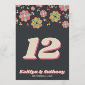 Bloedstroom 70's Retro Groovy Wedding Table No. Kaart (Voorkant)