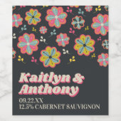 Bloedstroom 70's Retro Groovy Wedding Wijn Etiket (Enkel label)