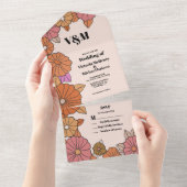 Bloedstroom Hippie 60's bruiloft All In One Uitnodiging (Afscheurbaar)