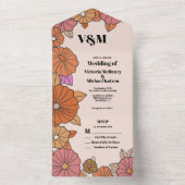 Bloedstroom Hippie 60's bruiloft All In One Uitnodiging (Binnen)