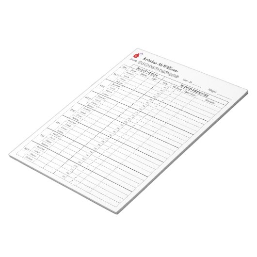 Bloedsuiker & Bloeddruk Tracker MAANDAG Start Notitieblok (Schuin)