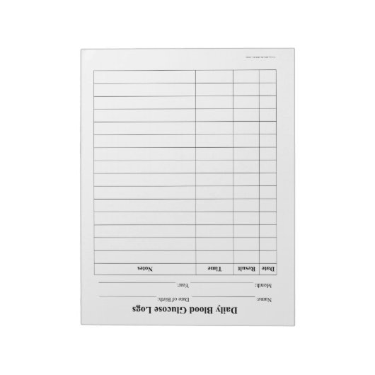 Bloedsuiker log scheuren notitieblok (Linkerzijde)