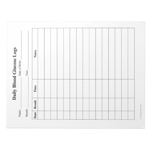 Bloedsuiker log scheuren notitieblok (Voorkant)