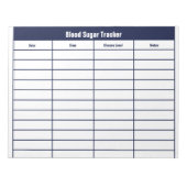 Bloedsuiker Tracker Donkerblauw en witte Sjabloon Notitieblok (Voorkant)