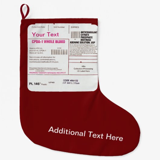 bloedtransfusiezak grote kerstsok (Voorkant)