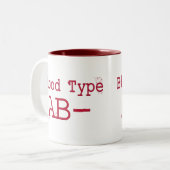 Bloedtype AB negatief Tweekleurige Koffiemok (Voorkant links)