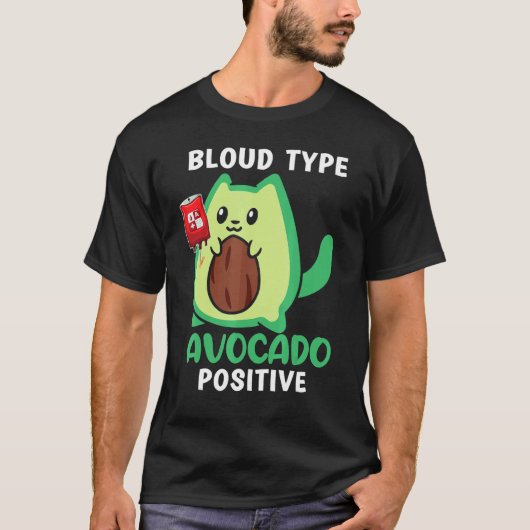 Bloedtype Avocado Positief  Guacamole Avocado Kat T-shirt (Voorkant)