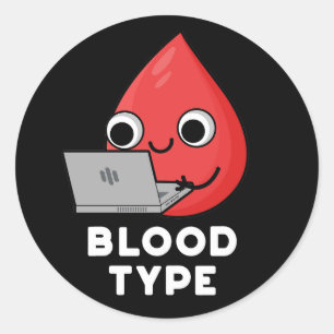 Bloedtype Funny Blood Drop pun Dark BG Ronde Sticker