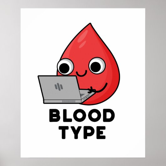 Bloedtype Funny Blood Drop Pun Poster (Voorkant)
