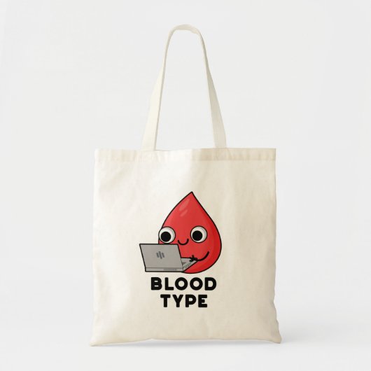 Bloedtype Funny Blood Drop Pun Tote Bag (Voorkant)