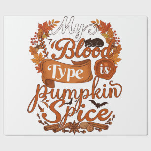 Bloedtype Is Pompoen Kruiden Halloween Zwarte Kat Cadeaupapier