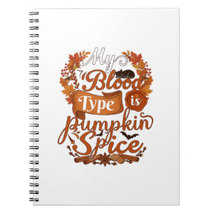 Bloedtype is Pompoen Kruiden Halloween Zwarte Kat Notitieboek