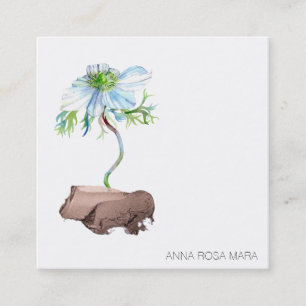 *~* Bloedvat Anemone Floral White Rose Gold QR Vierkante Visitekaartje