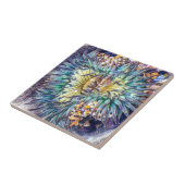 Bloedvat Aqua & Geel Zee Anemone in water Tegeltje (Zijkant)