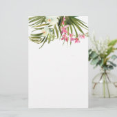 Bloedvat Tropische palmen Roze orchideeën Floral B Briefpapier (Staand voorkant)