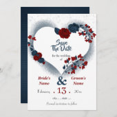 Bloedvat van Navy en Bourgogne Save The Date (Voorkant / Achterkant)