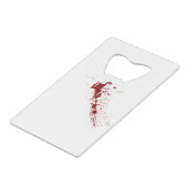 bloedvlekken rood, ultraviolet licht blauw creditkaart flessenopener (Achterkant Gekanteld)