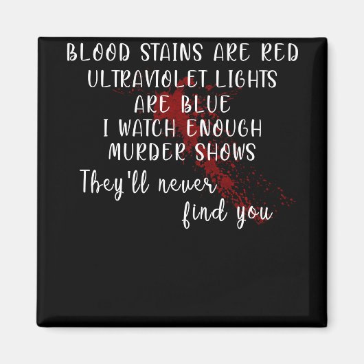 bloedvlekken rood, ultraviolet licht blauw magneet (Voorkant)