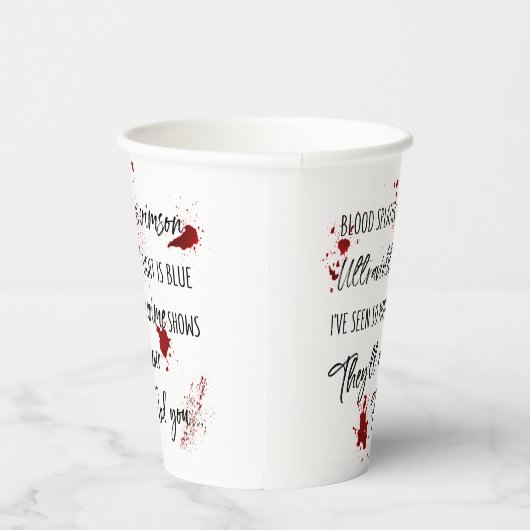 Bloedvlekken zijn Crimson Red | Dark Murder Myster Papieren Bekers (Rechts)