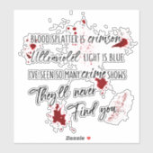 Bloedvlekken zijn Crimson Red | Dark Murder Myster Sticker (Vel)