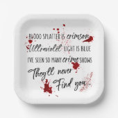 Bloedvlekken zijn karmozijnrood | Donkere moordmys Papieren Bordje (Voorkant)