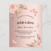 Bloedvlinder pampas roos goud uitnodiging briefkaart (Voorkant)