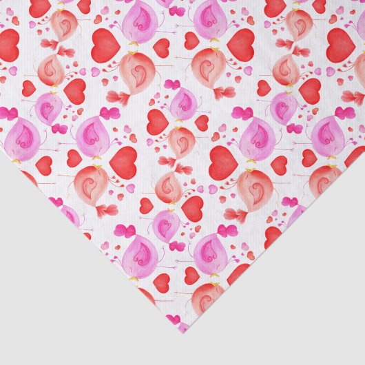 Bloedvogels Waterverf rode roze hartweefsel Tissuepapier (Detail)