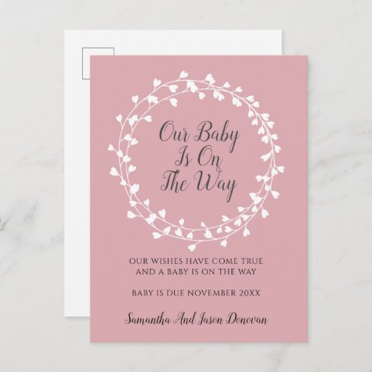 Bloedzuigers Roze Zwangerschap Aankondigingskaart (Voorkant / Achterkant)