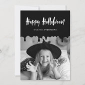 Bloedzwarte Halloween-fotokaart (Voorkant)