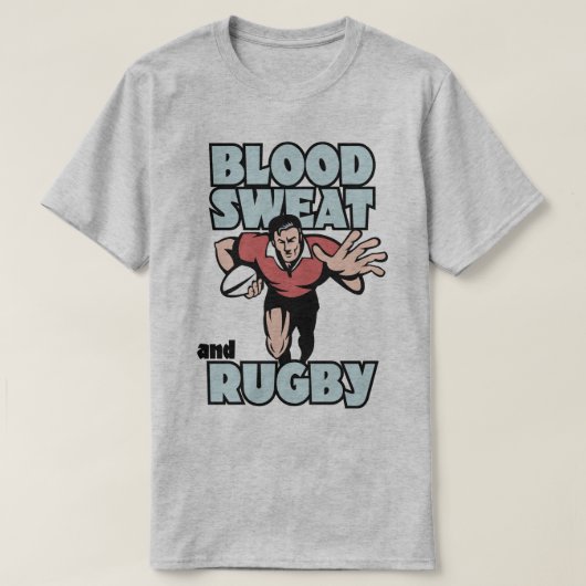 Bloedzweet en rugby Humor sport T-shirt (Design voorkant)