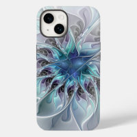 Bloei Abstract Moderne Fractale Bloem Met Blauw