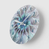 Bloei Abstract Moderne Fractale Bloem Met Blauwe Ronde Klok (Hoek)