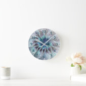 Bloei Abstract Moderne Fractale Bloem Met Blauwe Ronde Klok (Huis)
