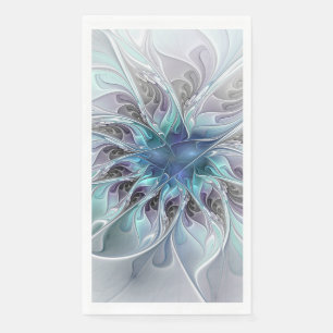 Bloei Abstract Moderne Fractale Bloem Met Blauwe Servet