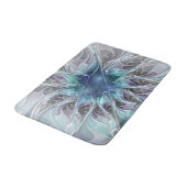 Bloei Abstracte Moderne Fractale Bloem Met Blauwe Badmat (Gekanteld)