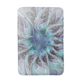 Bloei Abstracte Moderne Fractale Bloem Met Blauwe Badmat (Voorkant Verticaal)