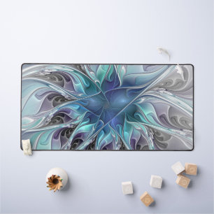 Bloei Abstracte Moderne Fractale Bloem Met Blauwe Bureaumat