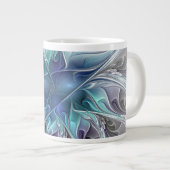 Bloei Abstracte Moderne Fractale Bloem Met Blauwe Grote Koffiekop (Voorkant rechts)