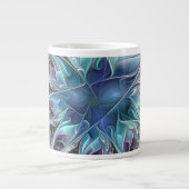 Bloei Abstracte Moderne Fractale Bloem Met Blauwe Grote Koffiekop (Voorkant)