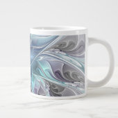 Bloei Abstracte Moderne Fractale Bloem Met Blauwe Grote Koffiekop (Rechts)