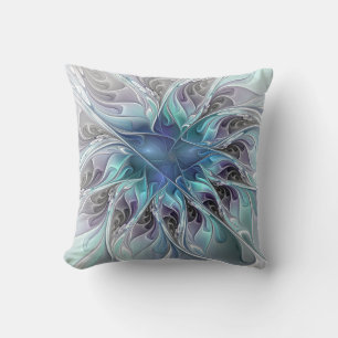 Bloei Abstracte Moderne Fractale Bloem Met Blauwe Kussen