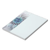 Bloei Abstracte Moderne Fractale Bloem Met Blauwe Notitieblok (Linkerzijde)