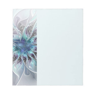 Bloei Abstracte Moderne Fractale Bloem Met Blauwe Notitieblok