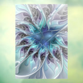 Bloei Abstracte Moderne Fractale Bloem Met Blauwe Raamsticker (Vel 3)