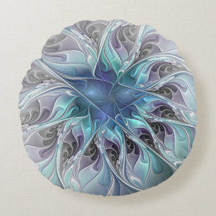 Bloei Abstracte Moderne Fractale Bloem Met Blauwe Rond Kussen