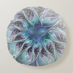 Bloei Abstracte Moderne Fractale Bloem Met Blauwe Rond Kussen