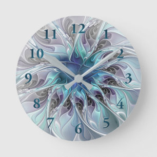 Bloei Abstracte Moderne Fractale Bloem Met Blauwe Ronde Klok